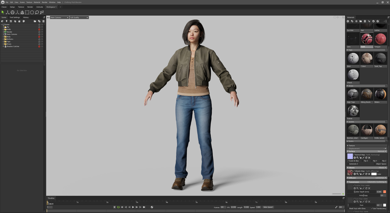 Marmoset toolbag clothing and skin shading scene file download